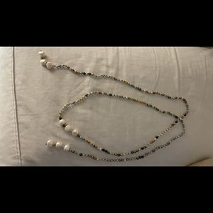 River bead and pearl wrap necklace